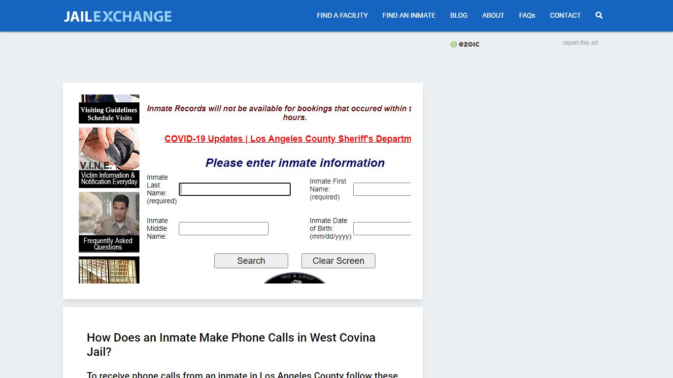 West Covina Jail Inmates - JAIL EXCHANGE